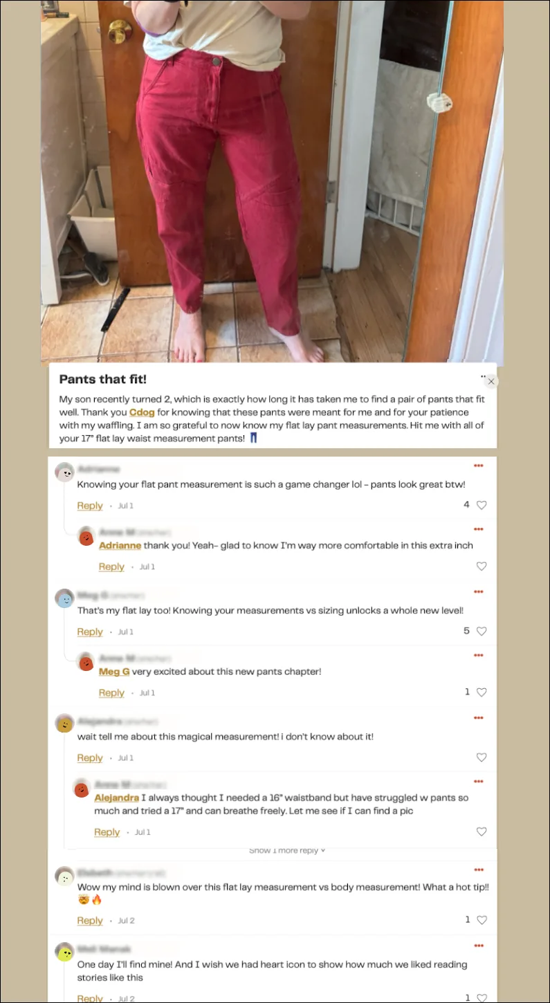 LS community flat lay measurements